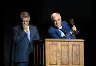 SAG-AFTRA anchors Ken Rice (KDKA-TV) and David Johnson (WPXI-TV) ham it up during 'Off the Record XIX' on Oct. 3.